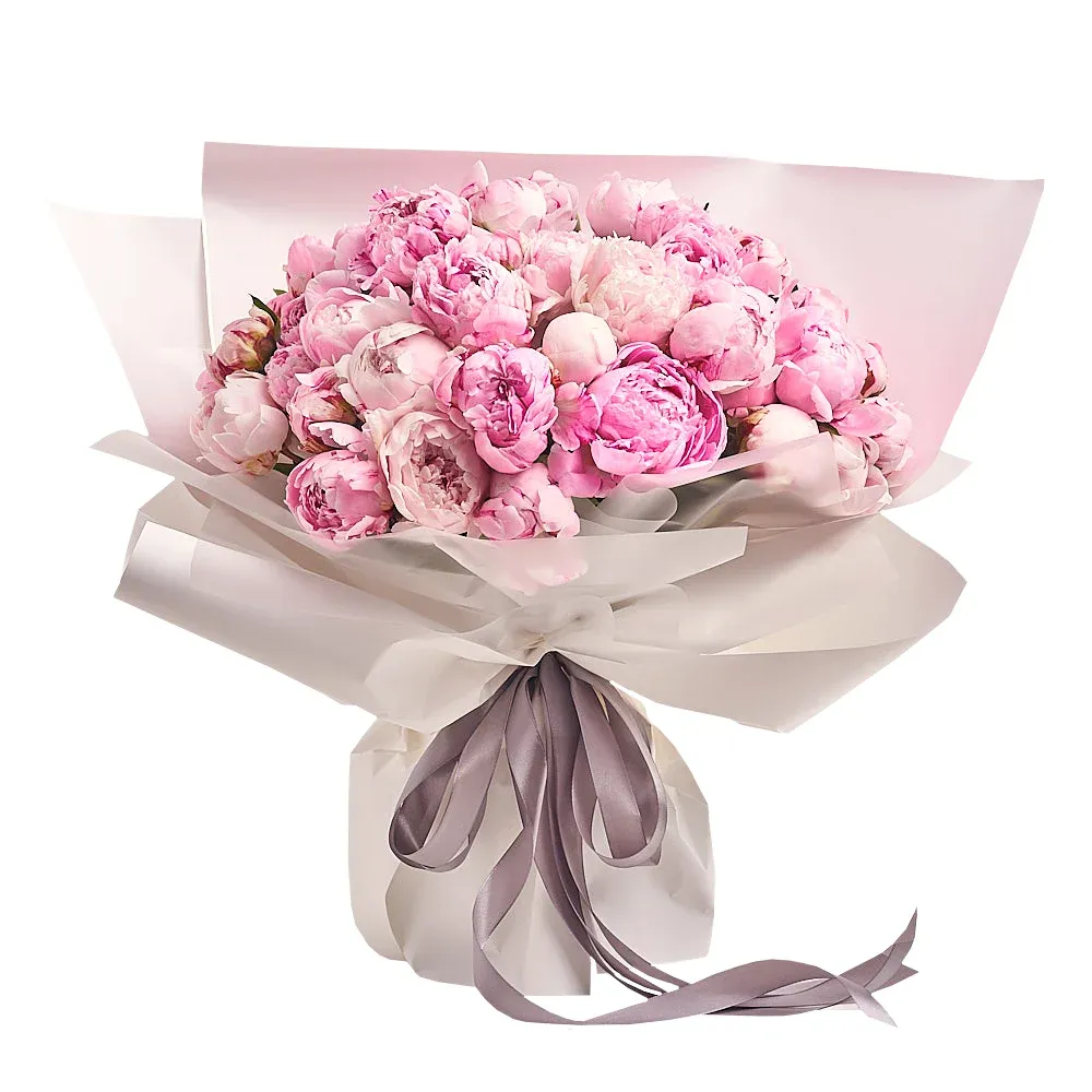 Букет из 51 розового пиона