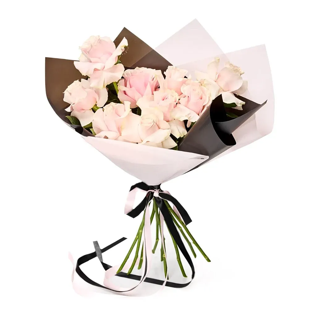 Букет из 9 нежно розовых французских роз