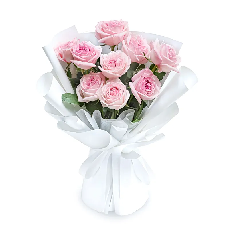 Букет из 9 пионовидных розовых роз