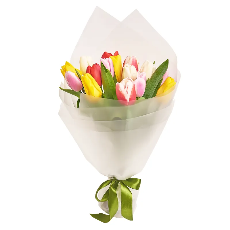 Букет из 15 микс тюльпанов