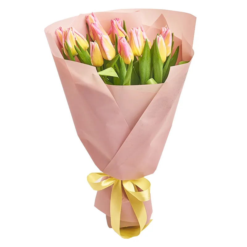 Букет из 15 нежно розовых тюльпанов