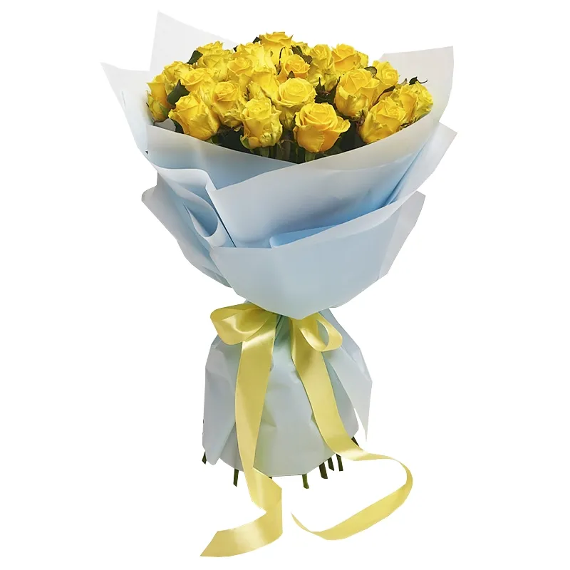Букет из 21 желтой премиум розы