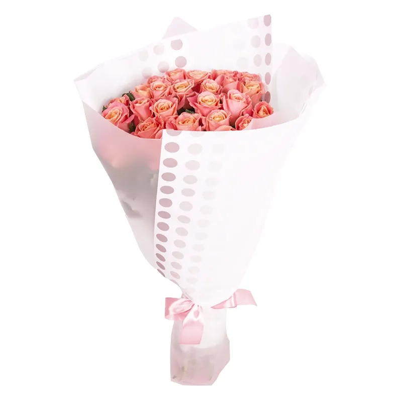Букет из 35 персиковой розы кения