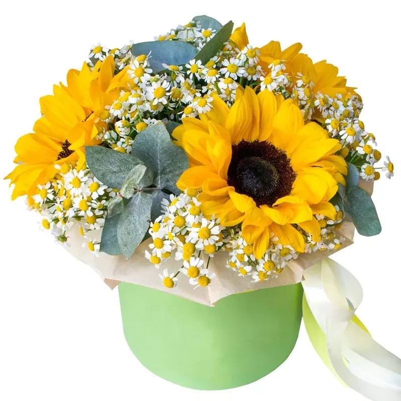 Цветы в коробке «Коралловый сюрприз»