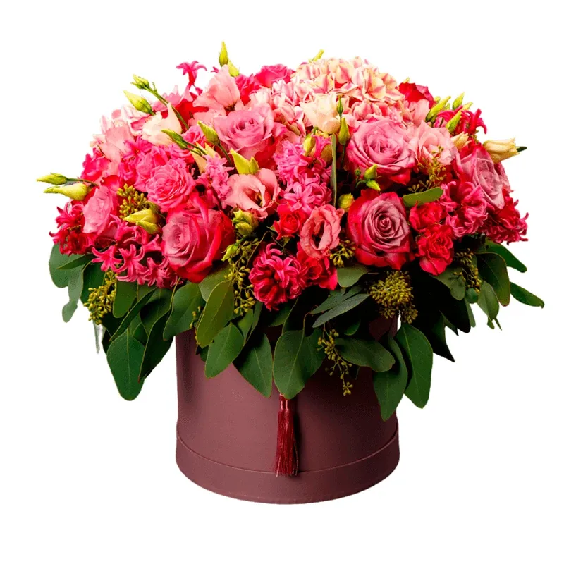 Цветы в коробке «Сюрприз счастья»