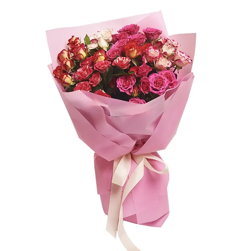 Композиция из 15 микс кустовых роз