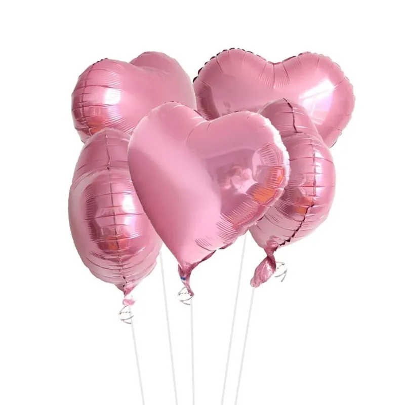 Розовые гелиевые шары сердце